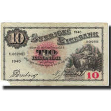 Banknote, Sweden, 10 Kronor, 1940, 1940, KM:34w, VG(8-10)