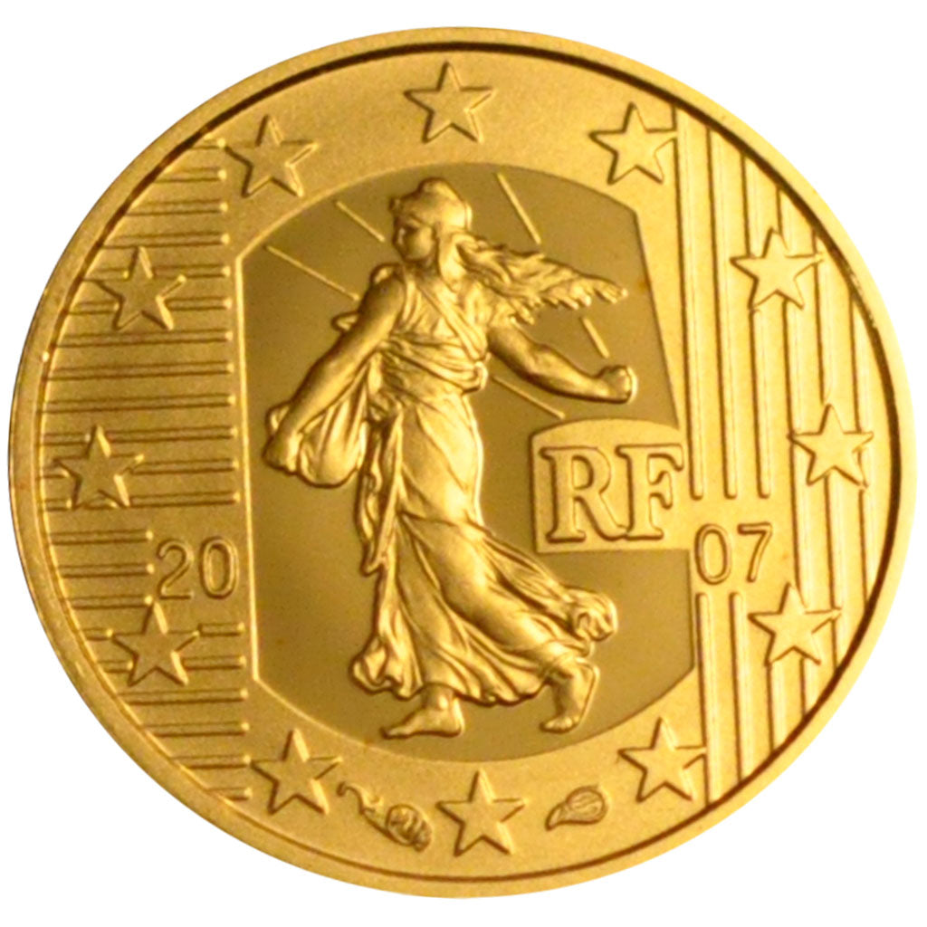 FRANCE, 5 Euro, 2007, KM #1525, MS(65-70), Gold, 13.9, 1.24