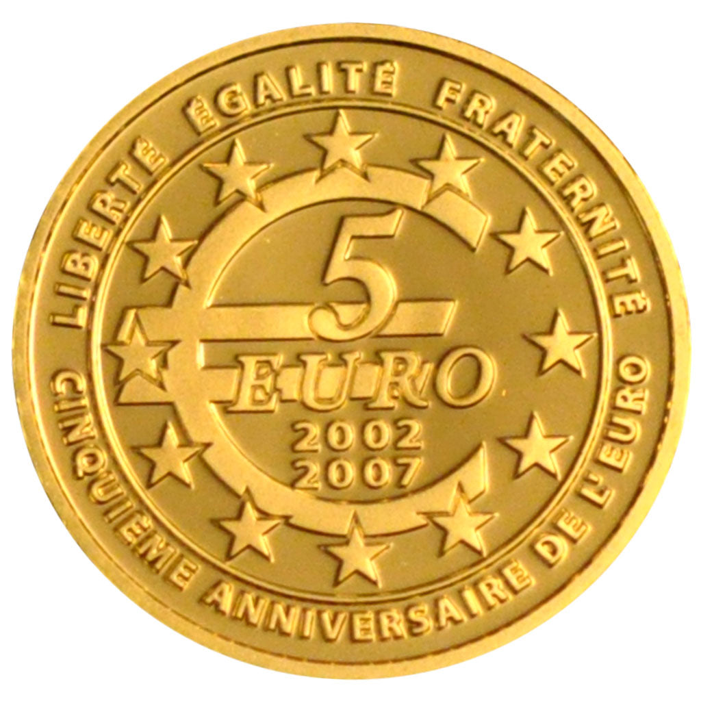 FRANCE, 5 Euro, 2007, KM #1525, MS(65-70), Gold, 13.9, 1.24