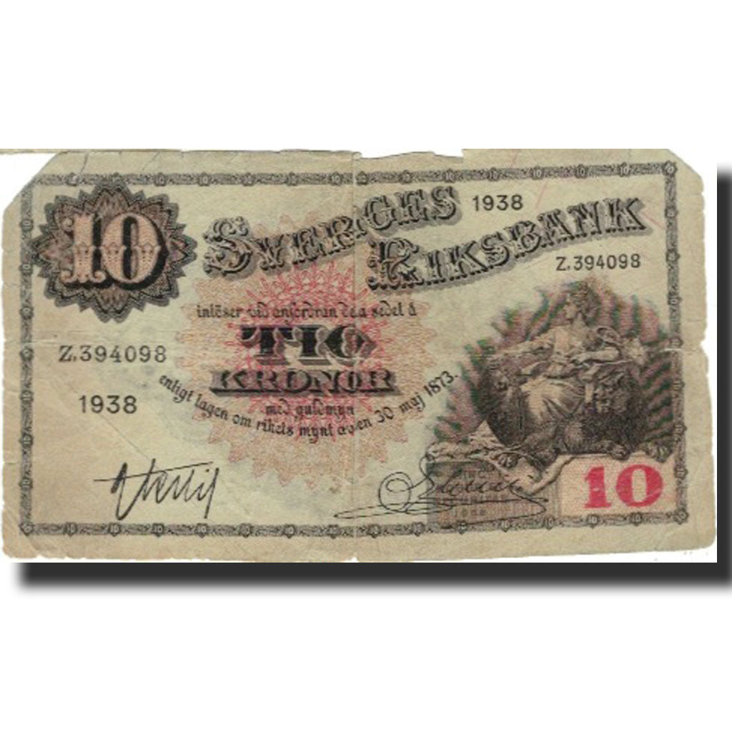 Banknote, Sweden, 10 Kronor, 1938, 1938, KM:34u, VG(8-10)