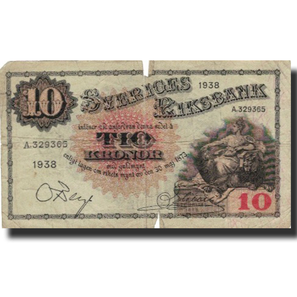 Banknote, Sweden, 10 Kronor, 1938, 1938, KM:34u, VG(8-10)