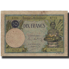 Billet, Madagascar, 10 Francs, Undated (1937-47), KM:36, TB