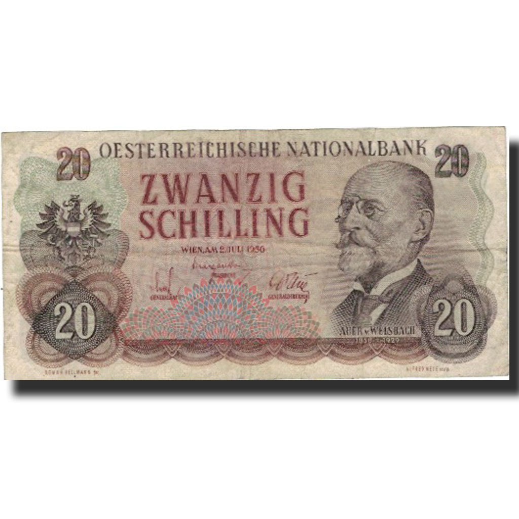 Banknote, Austria, 20 Schilling, 1956, 1956-07-02, KM:136a, VF(20-25)