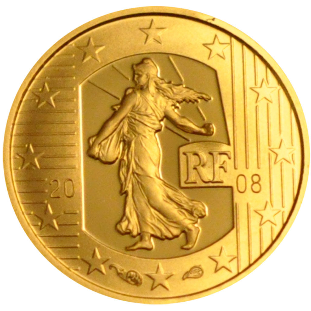 France, 5 Euros, 2008, MS(65-70), Gold, 1.24