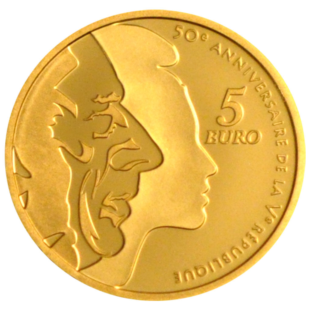 France, 5 Euros, 2008, MS(65-70), Gold, 1.24