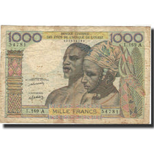 Billet, West African States, 1000 Francs, Undated (1959-65), KM:103Ak, TB