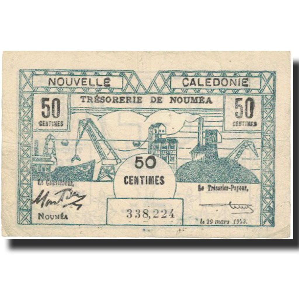 Banknote, New Caledonia, 50 Centimes, paysage, 1943, 1943-03-29, KM:54