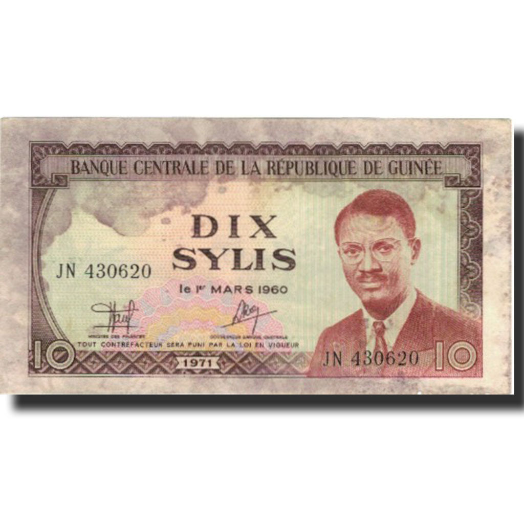 Banknote, Guinea, 10 Sylis, 1960, 1960-03-01, KM:16, AU(50-53)