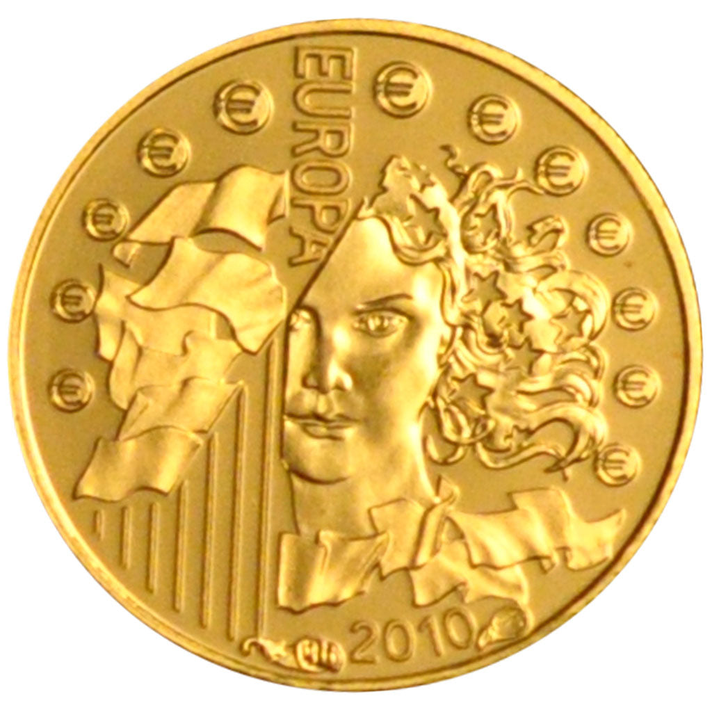 France, 5 Euros, 2010, MS(65-70), Gold, 0.50