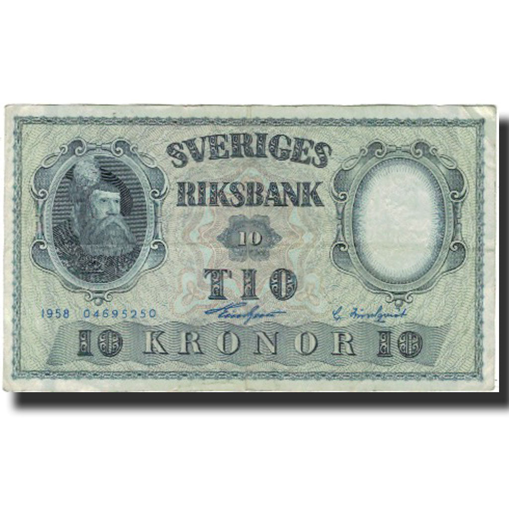 Geldschein, Schweden, 10 Kronor, 1958, 1958, KM:43f, S