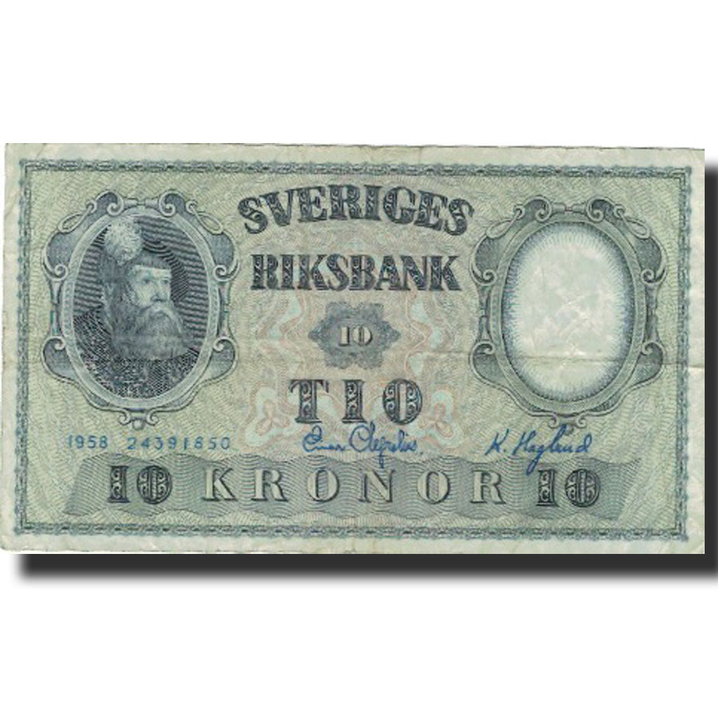 Banknote, Sweden, 10 Kronor, 1958, 1958, KM:43f, VF(20-25)
