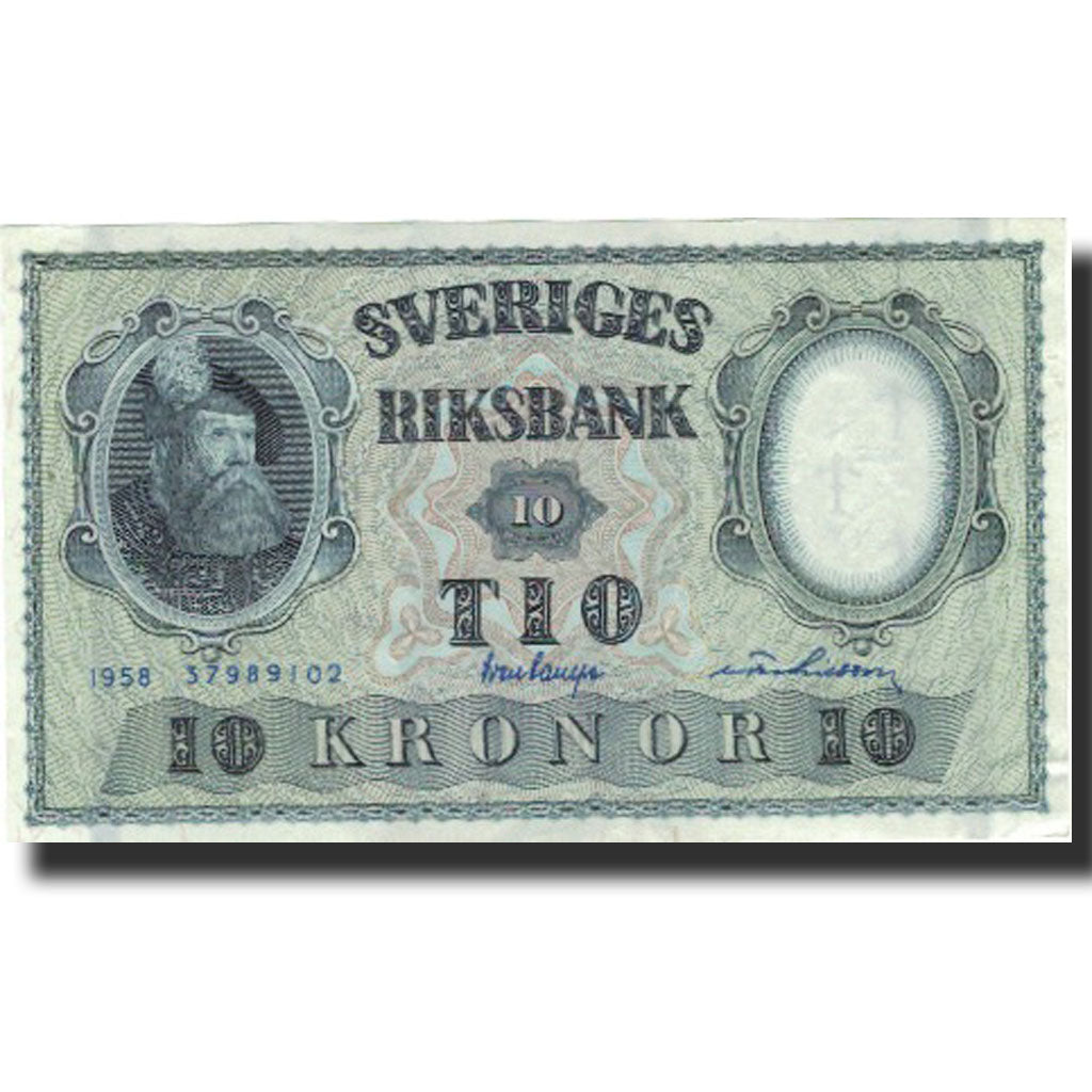 Biljet, Zweden, 10 Kronor, 1958, 1958, KM:43f, TTB