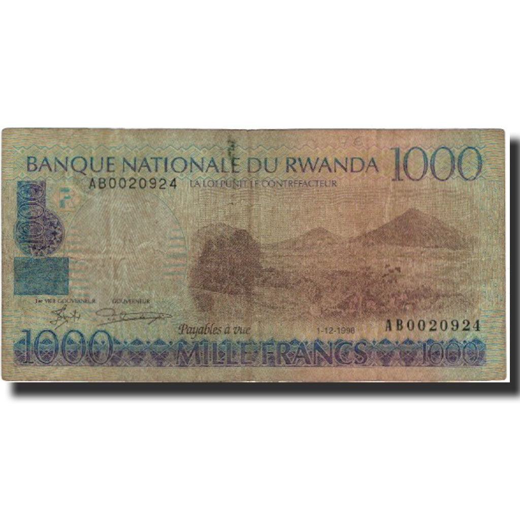 Banknote, Rwanda, 1000 Francs, 1998, 1998-12-01, KM:27A, VF(20-25)
