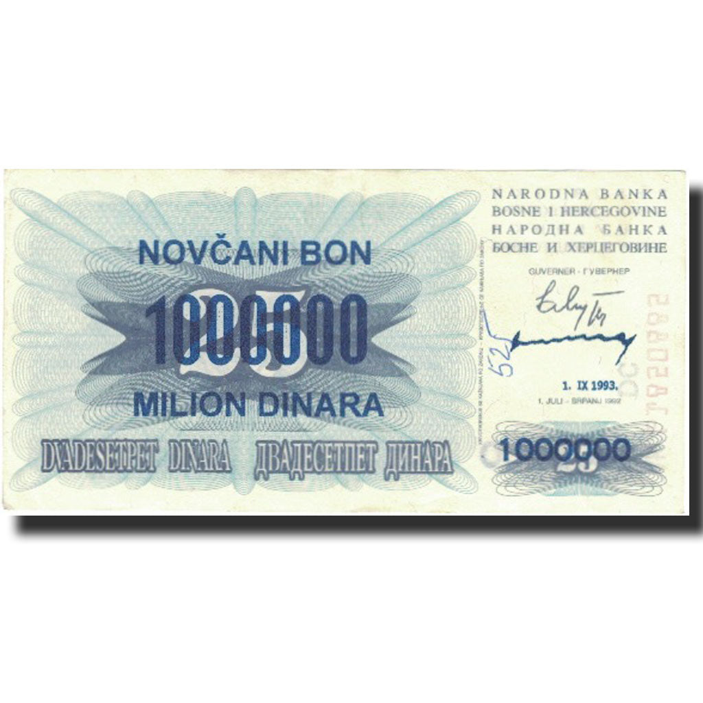Billete, 1,000,000 Dinara, 1993, Bosnia - Herzegovina, 1993-09-01, KM:35b, EBC