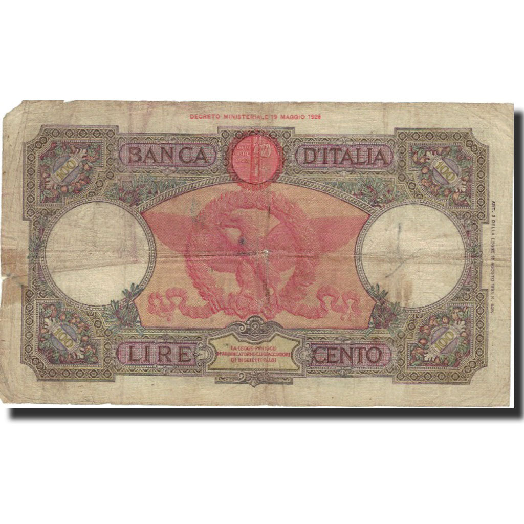 Banknote, Italy, 100 Lire, 1936, 1936-04-20, KM:55a, VF(20-25)