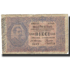 Banknote, Italy, 10 Lire, 1888-1925, KM:20g, VF(20-25)