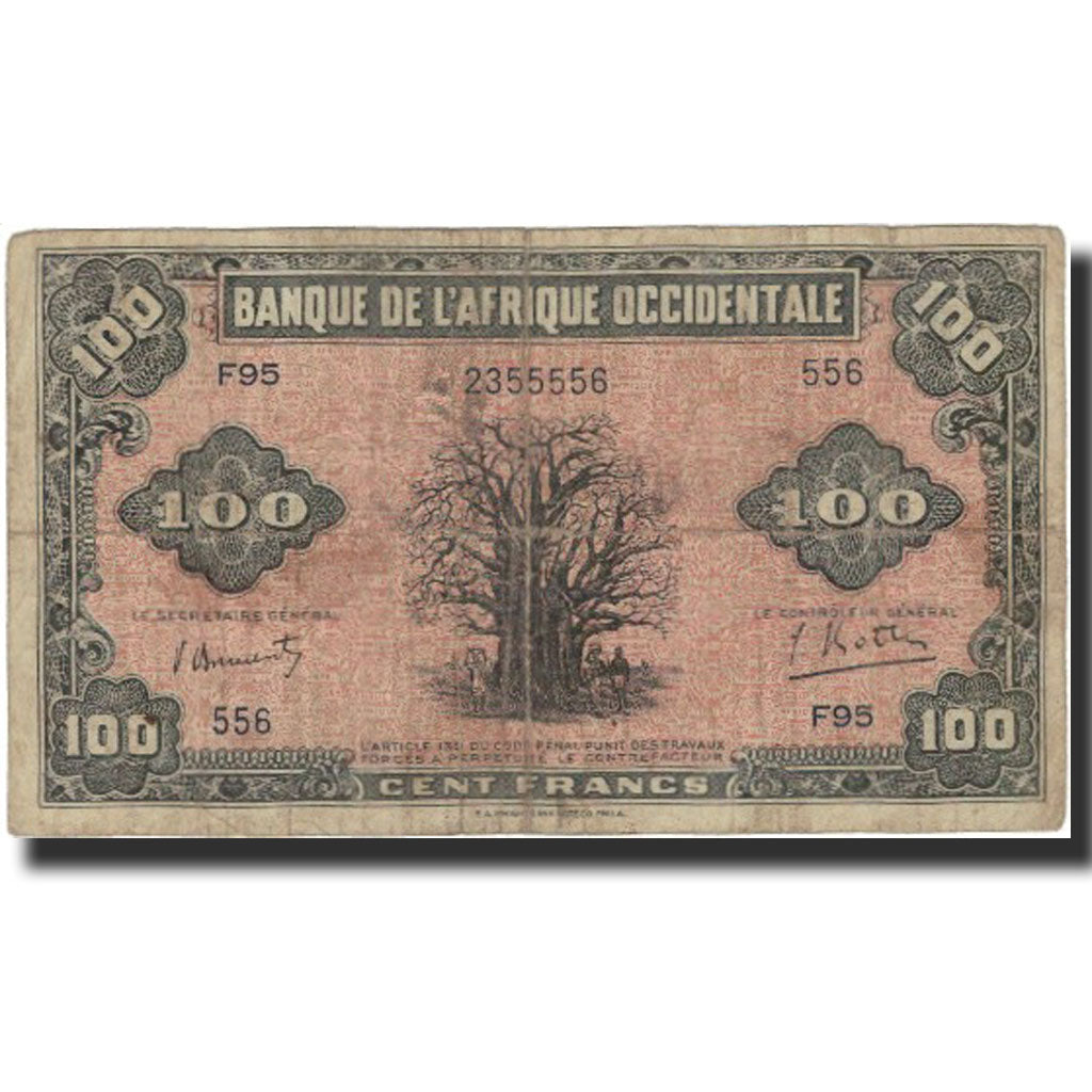 Nota, África Ocidental Francesa, 100 Francs, 1942, 1942-12-14, KM:31a