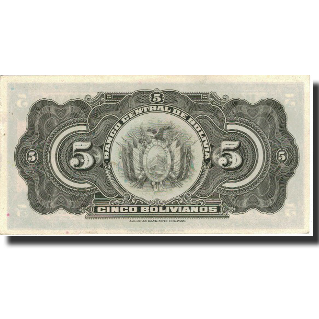 Billet, Bolivie, 5 Bolivianos, L.1928, KM:120A, TTB+