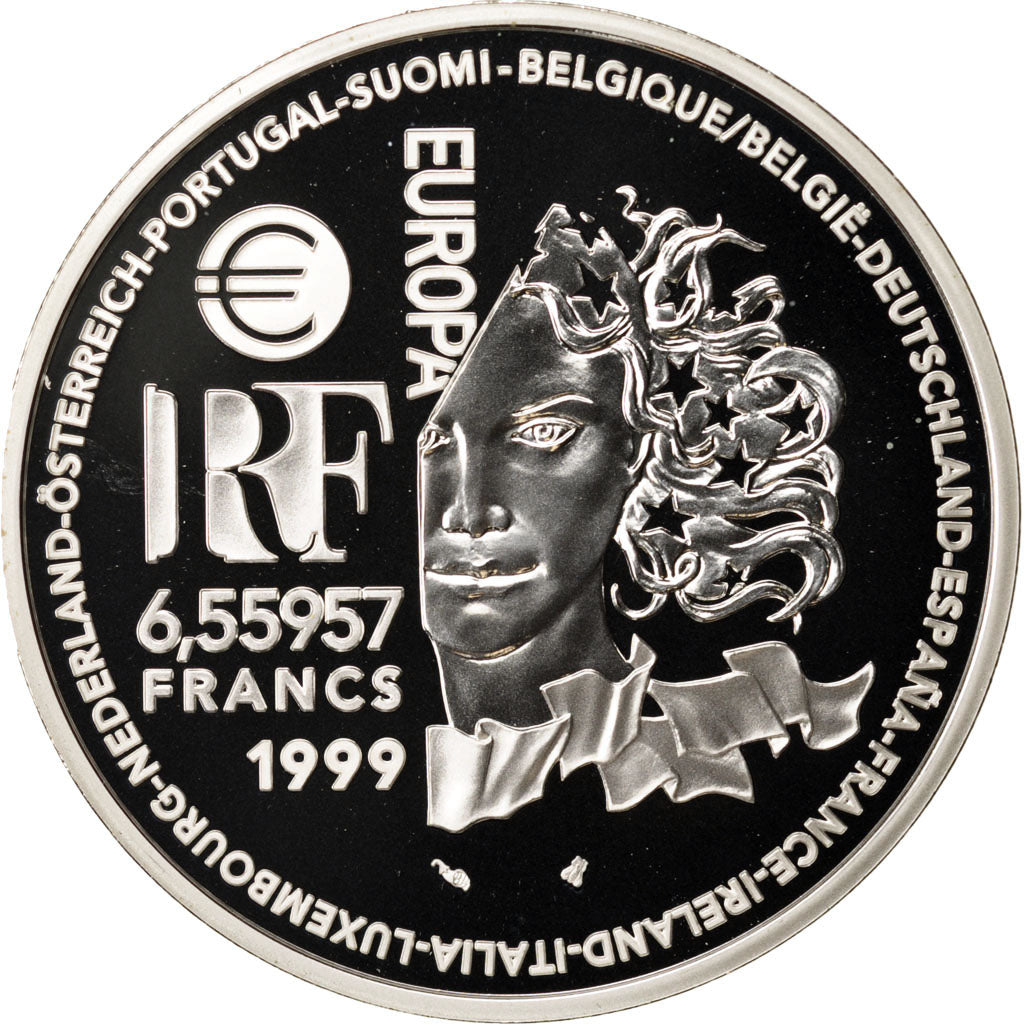 FRANCE, 6.55957 Francs, 1999, Paris, KM #1246, MS(65-70), Silver, 22.20