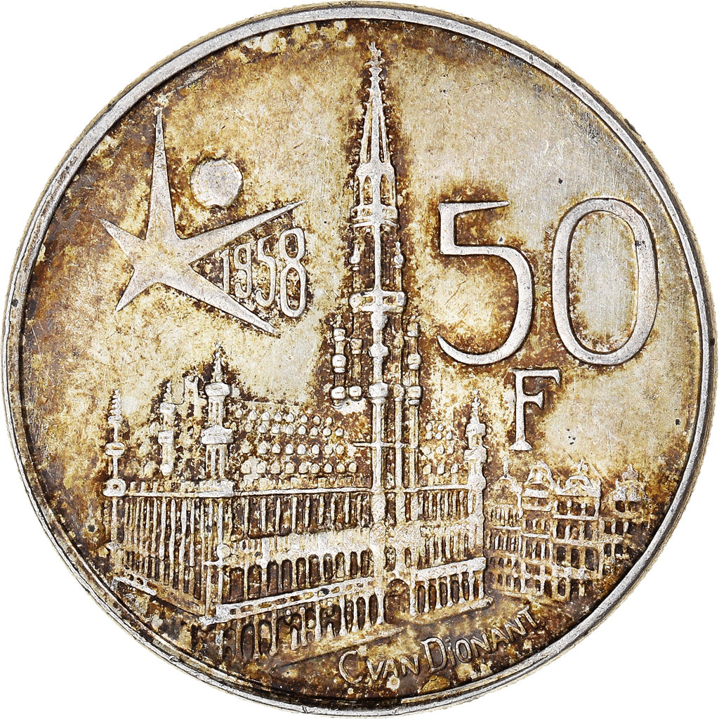 Coin, Belgium, 50 Francs, 50 Frank, 1958, Brussels, EF(40-45), Silver, KM:151.1