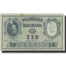 Geldschein, Schweden, 10 Kronor, 1953, 1953, KM:43a, S+
