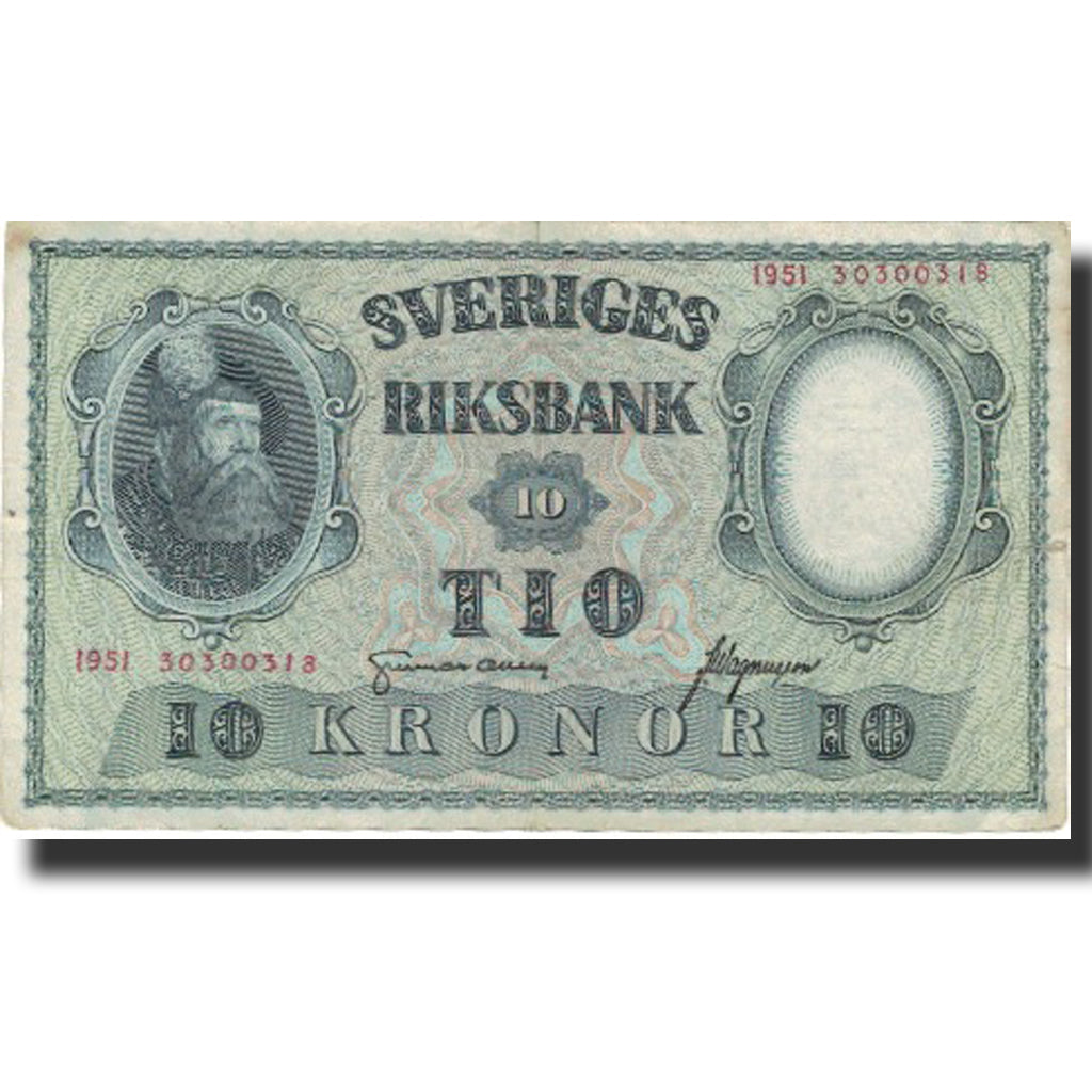 Banknote, Sweden, 10 Kronor, 1951, 1951, KM:40m, VF(20-25)