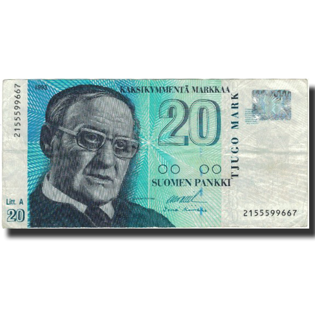 Banknote, Finland, 20 Markkaa, 1993, 1993, KM:123, VF(30-35)