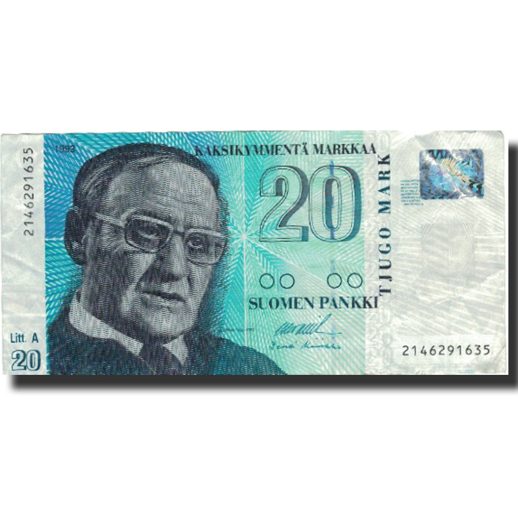 Billete, 20 Markkaa, 1993, Finlandia, 1993, KM:123, BC+