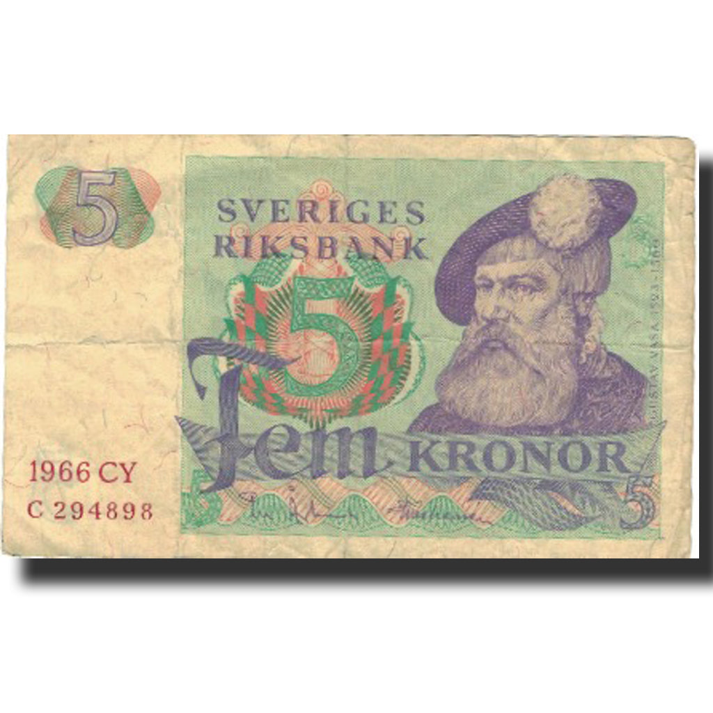 Banknote, Sweden, 5 Kronor, 1966, 1966, KM:51a, VF(20-25)