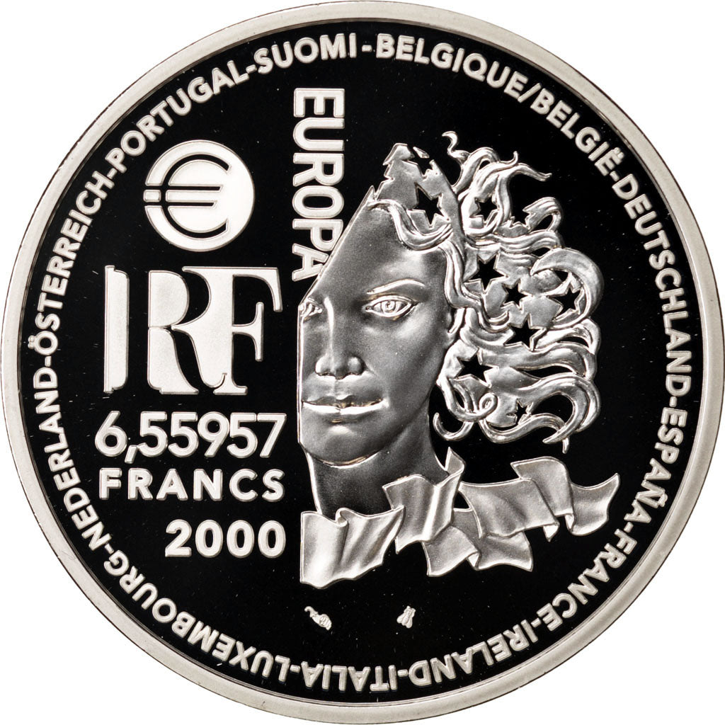 FRANCE, 6.55957 Francs, 2000, Paris, KM #1225, MS(65-70), Silver, 22.20