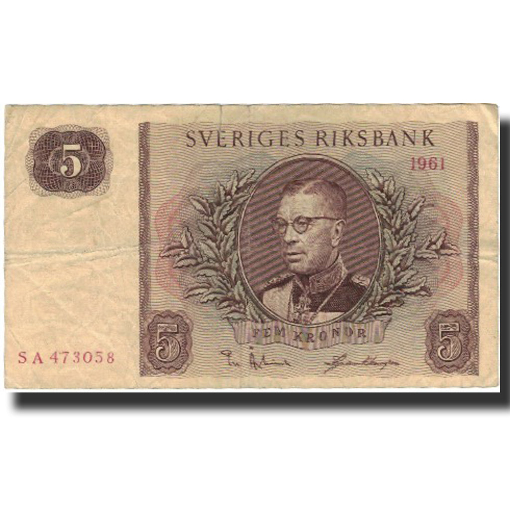 Banknote, Sweden, 5 Kronor, 1961, 1961, KM:42f, VF(20-25)