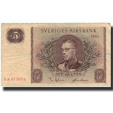 Banknote, Sweden, 5 Kronor, 1961, 1961, KM:42f, VF(20-25)