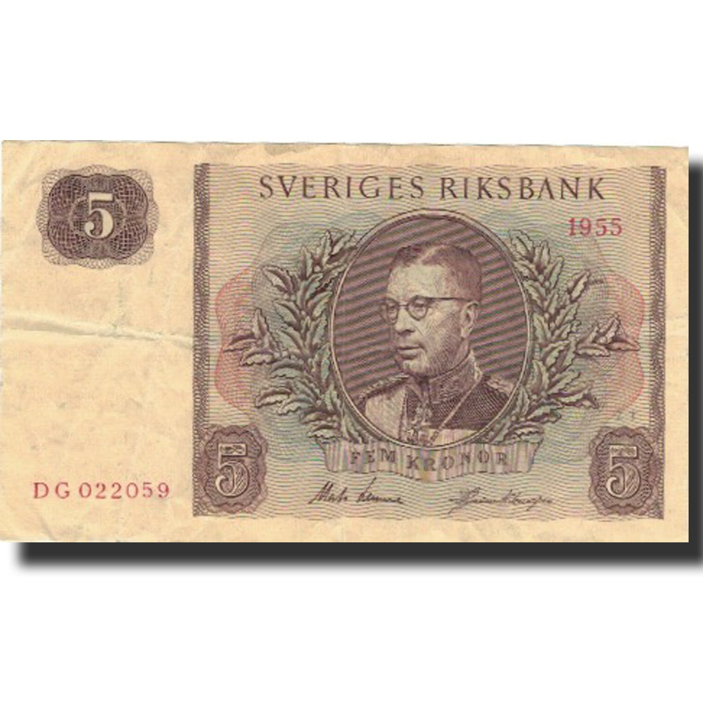 Billete, 5 Kronor, 1955, Suecia, 1955, KM:42b, MBC