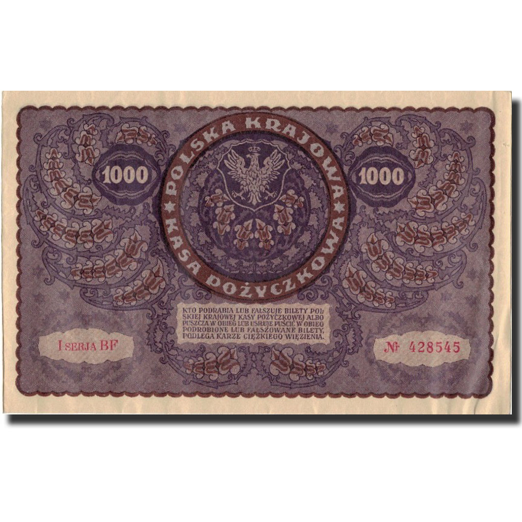 Banknote, Poland, 1000 Marek, 1919, 1919, KM:29, AU(50-53)