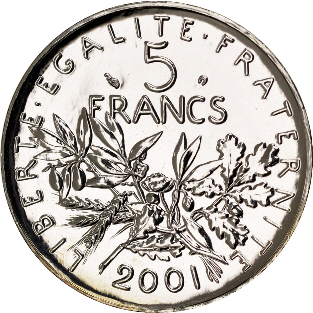 FRANCE, Semeuse, 5 Francs, 2001, Paris, KM #926a.1, MS(65-70), Nickel Clad...