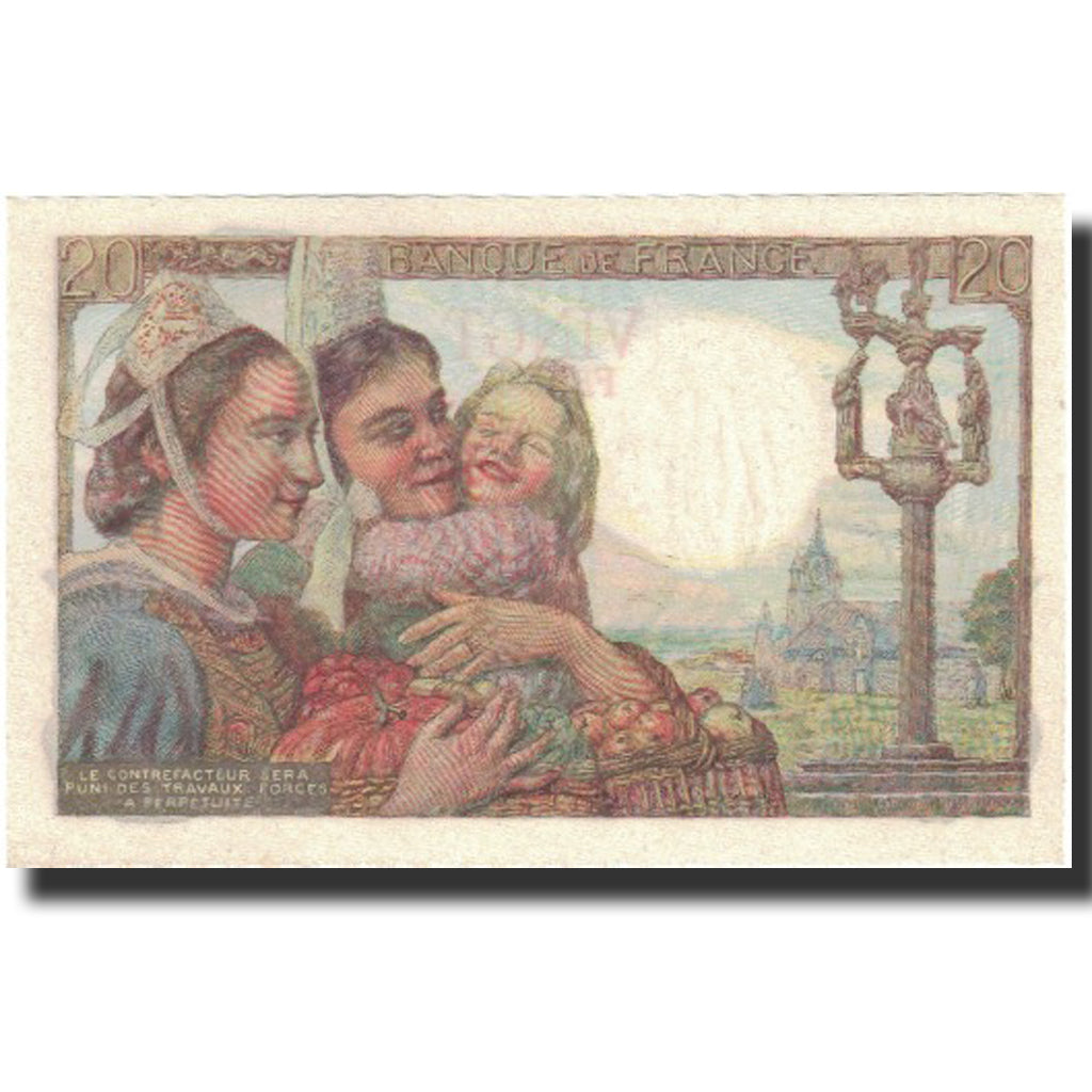 France, 20 Francs, Pêcheur, 1943, 1943-10-07, NEUF, Fayette:13.7, KM:100a