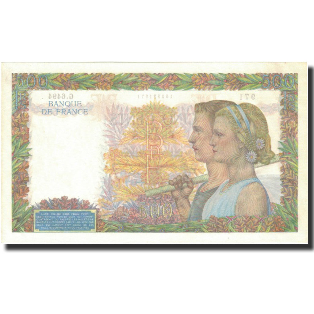 Frankrijk, 500 Francs, La Paix, 1942, 1942-07-23, SPL+, Fayette:32.38, KM:95b