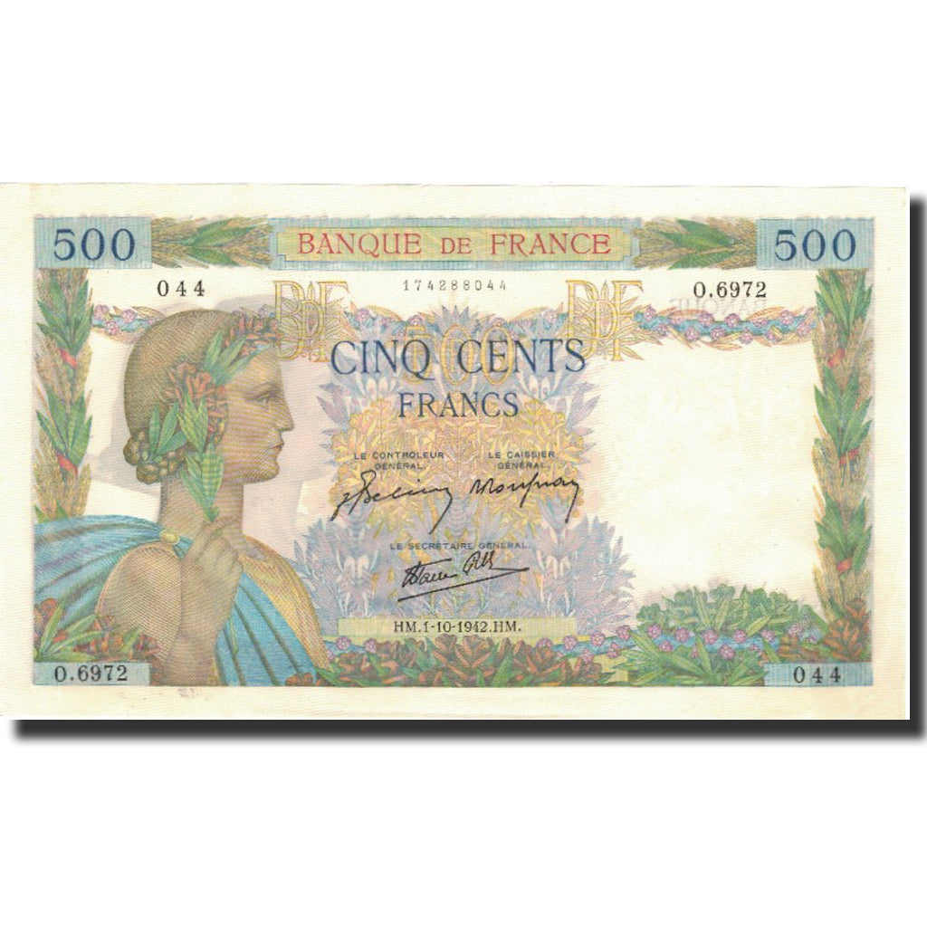 Francia, 500 Francs, La Paix, 1942, 1942-10-01, SPL+, Fayette:32.41, KM:95b