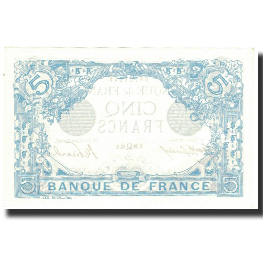 France, 5 Francs, Bleu, 1913, 1913-07-29, UNC(63), Fayette:2.19, KM:70