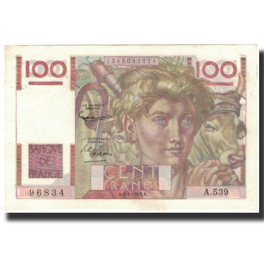 France, 100 Francs, Jeune Paysan, 1953, 1953-06-04, UNC(60-62), Fayette:28.37