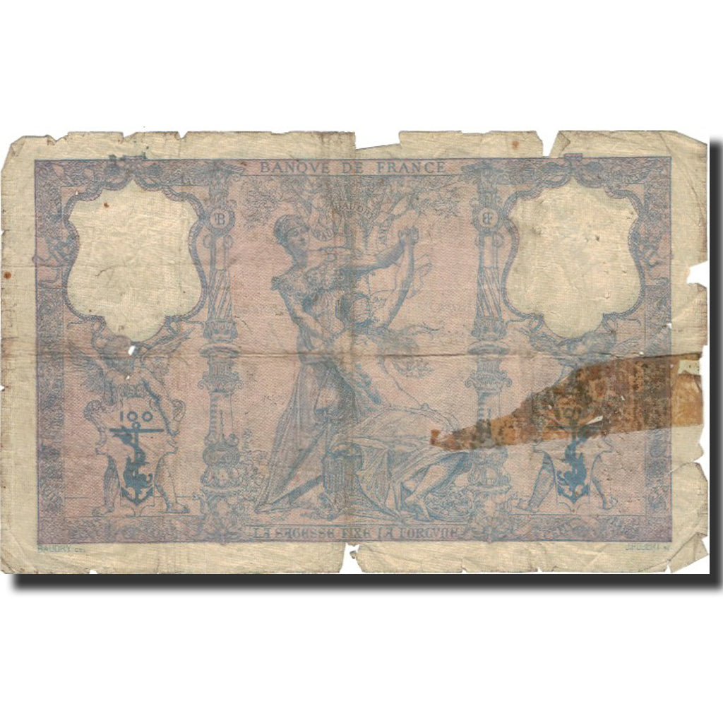 Francja, 100 Francs, Bleu et Rose, 1909, 1909-01-20, AG(1-3), Fayette:21.24