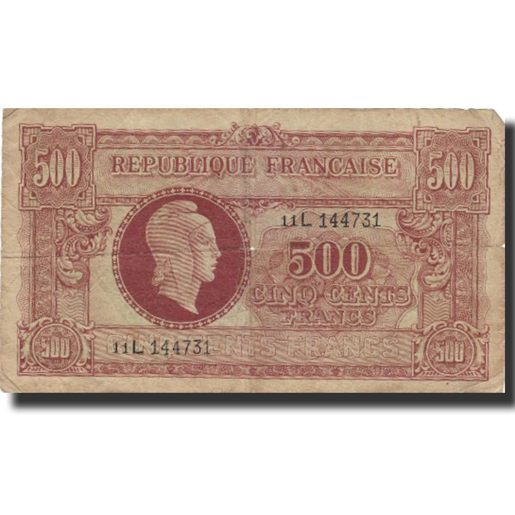 Frankrijk, 500 Francs, Marianne, undated (1945), TB, Fayette:VF 11.1, KM:106