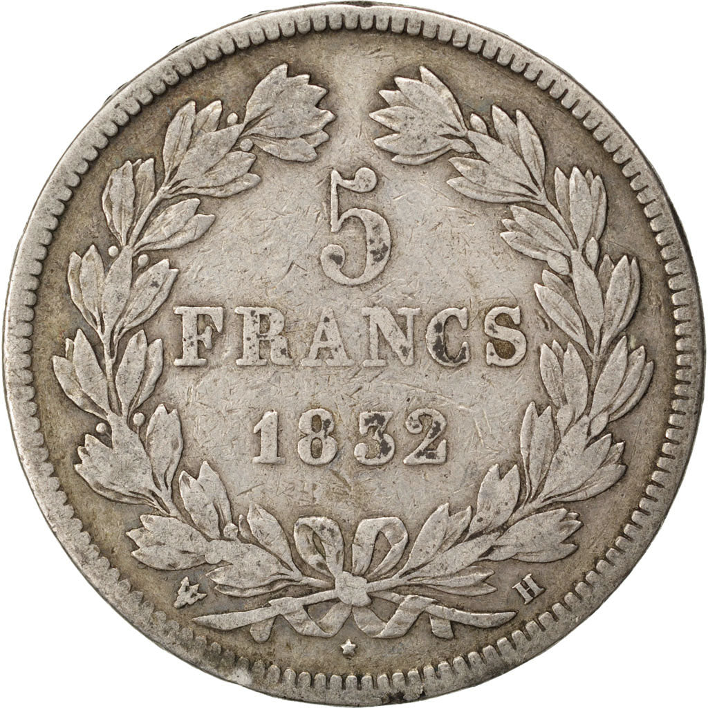 FRANCE, Louis-Philippe, 5 Francs, 1832, La Rochelle, KM #749.5, VF(20-25),...