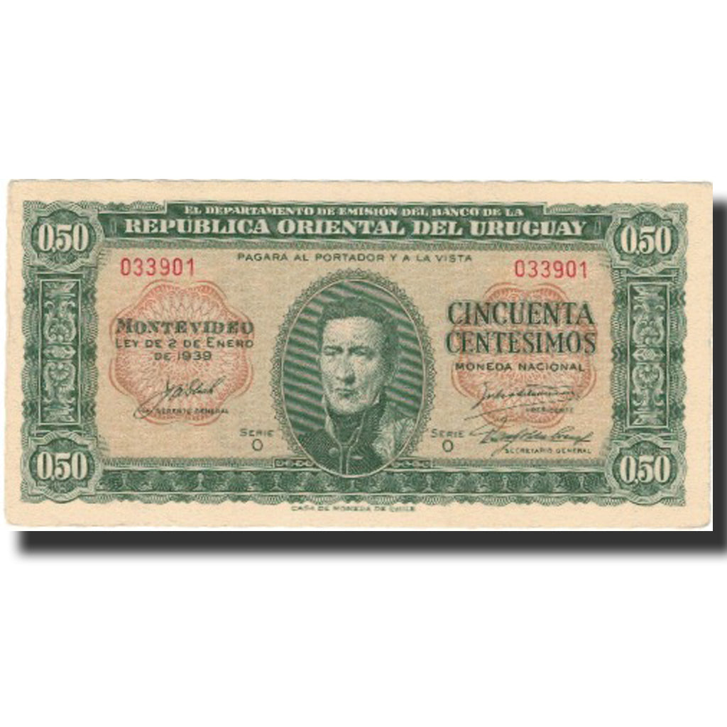 Banknote, Uruguay, 50 Centesimos, 1939, 1939-01-02, KM:34, EF(40-45)