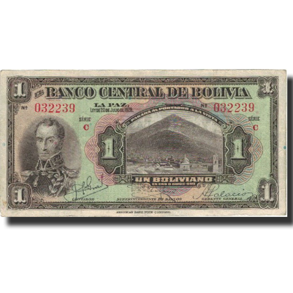 Banknote, Bolivia, 1 Boliviano, 1982, 1928-07-20, KM:118a, EF(40-45)