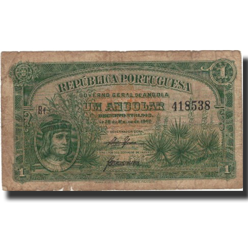 Banknote, Angola, 1 Angolar, 1942, 1942, KM:68, VF(30-35)