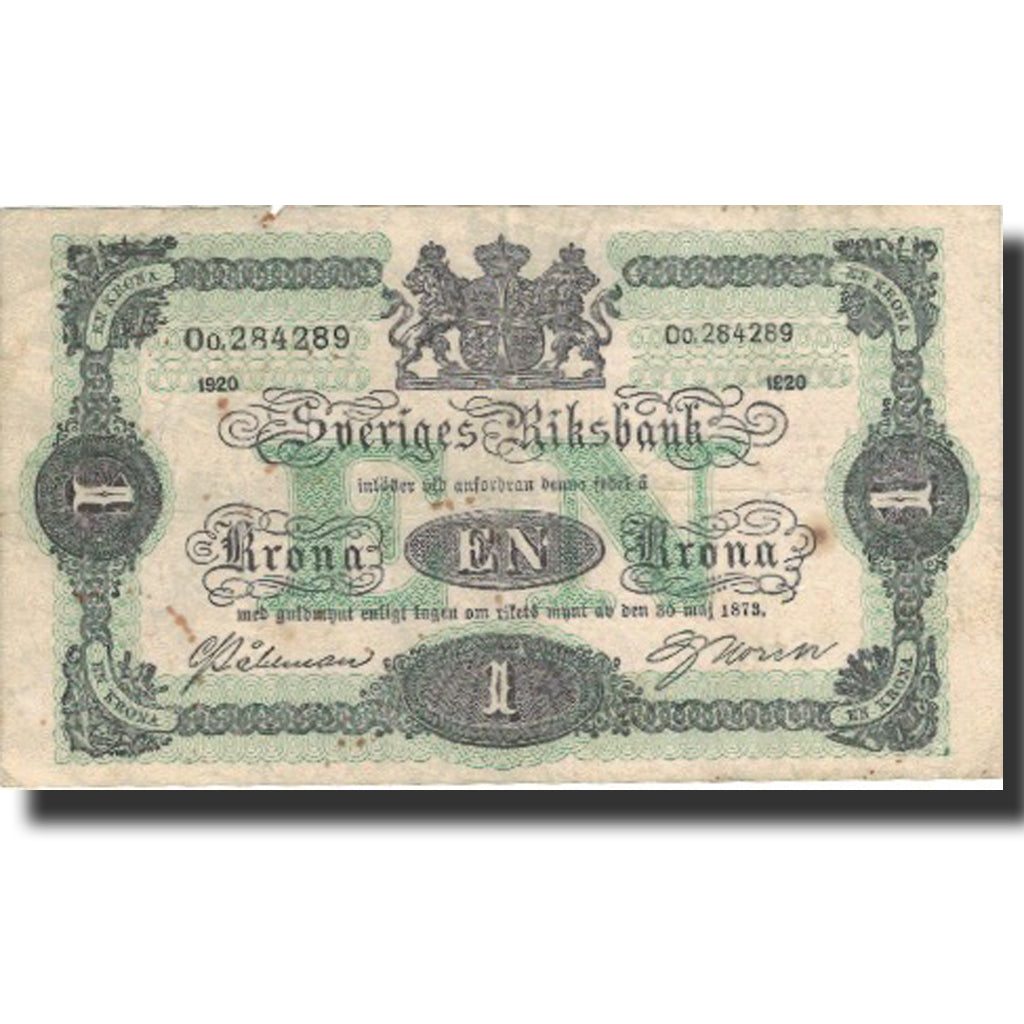 Banknote, Sweden, 1 Krona, 1920, 1920, KM:32g, EF(40-45)