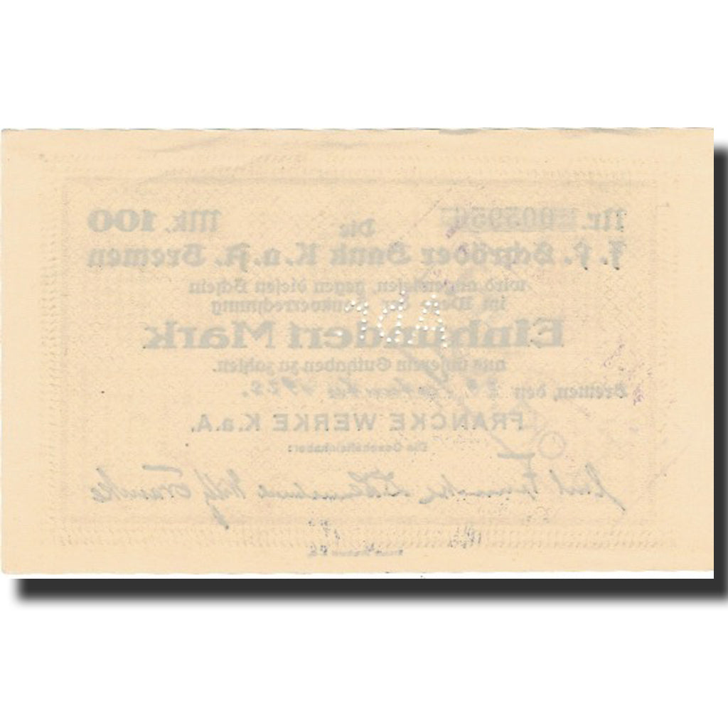 Banknote, Germany,BREMON, 100 Mark, 1922, 1922-09-29, AU(55-58)