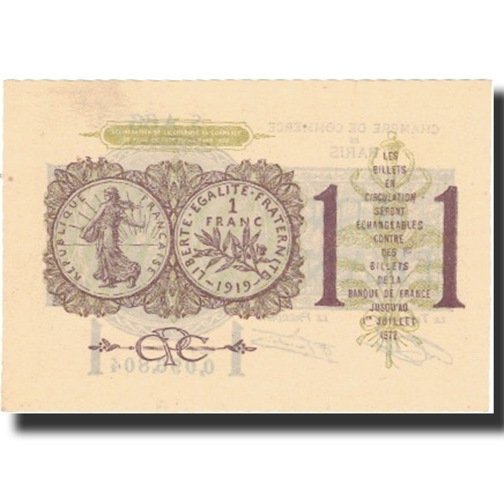 France, 1 Franc, PARIS, 1922, 1922-07-01, UNC(63)