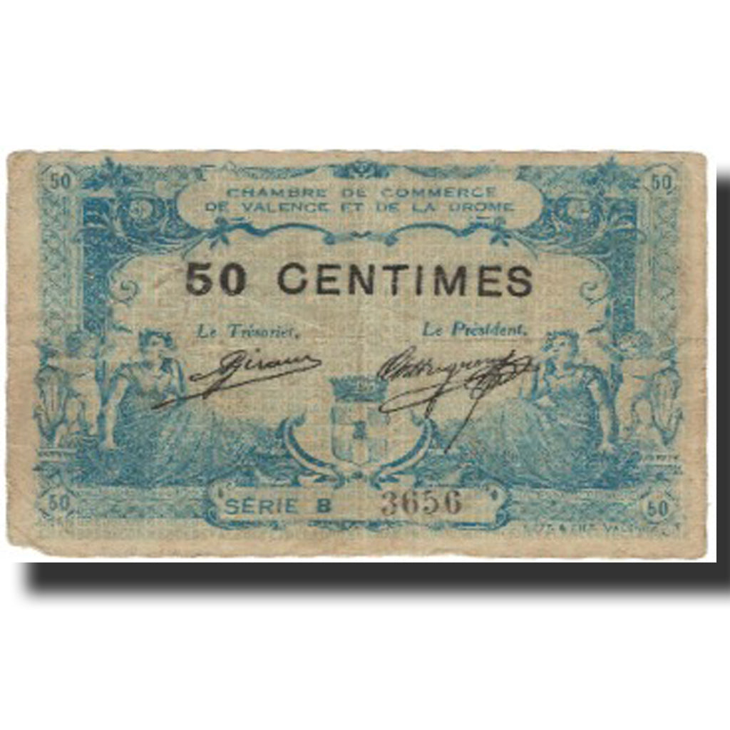 France, Valence, 50 Centimes, 1915, EF(40-45), Pirot:127-6